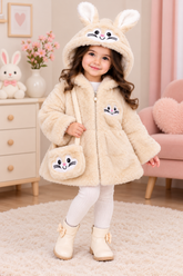 Rabbit Cream Fur Jacket with Bag - FJ-03