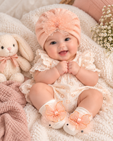 Peach Turban Cap Set - HB-18