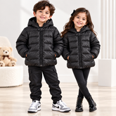 Black Plain Puffer Jacket - PU-08