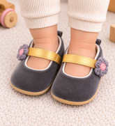 Grey Floral Shoes - SG-07