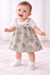 White & Brown Girl Frock - FG-06