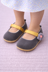Grey Floral Shoes - SG-07
