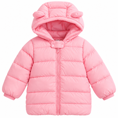 Pink Plain Puffer Jacket - PG-06