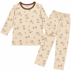 Beige Animals Shirt & Trouser - TB-14