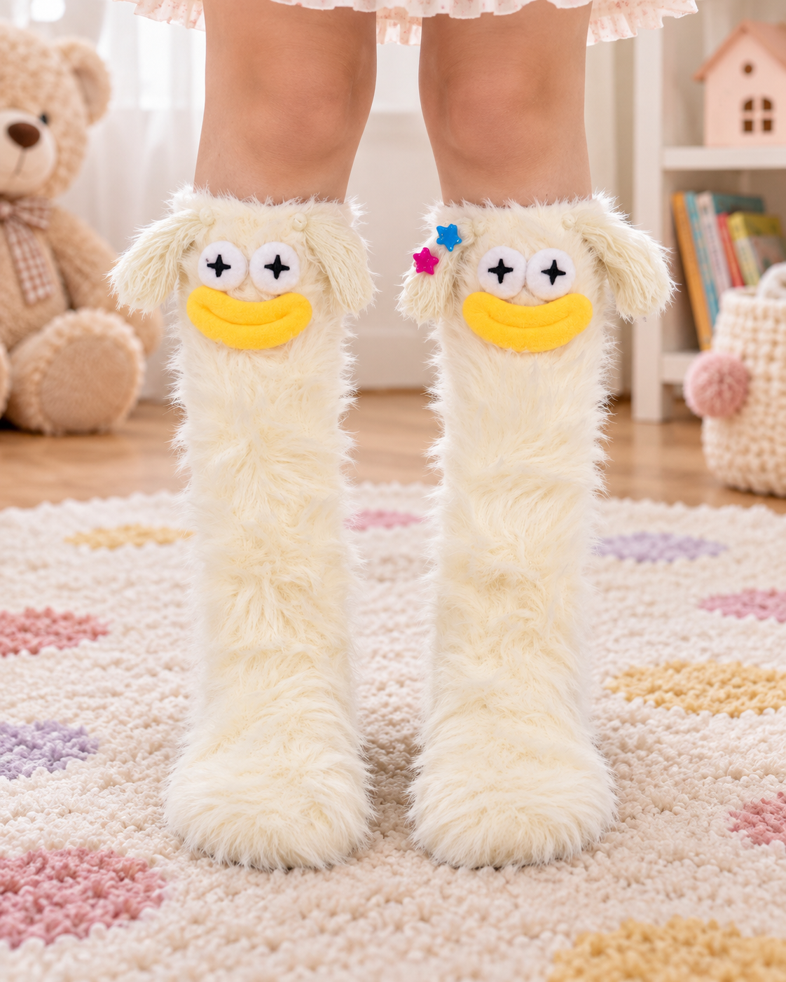 White Funky Fur Socks - WS-08