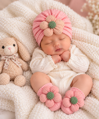 Pink Floral Turban Set - HB-21