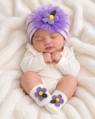 Purple Turban Cap Set - HB-11