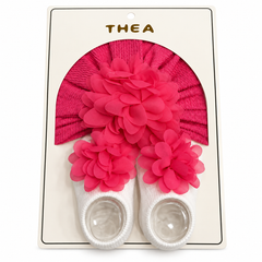 Shocking Pink Flora Turban Set - HB-15