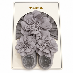 Grey Flora Turban Set - HB-14