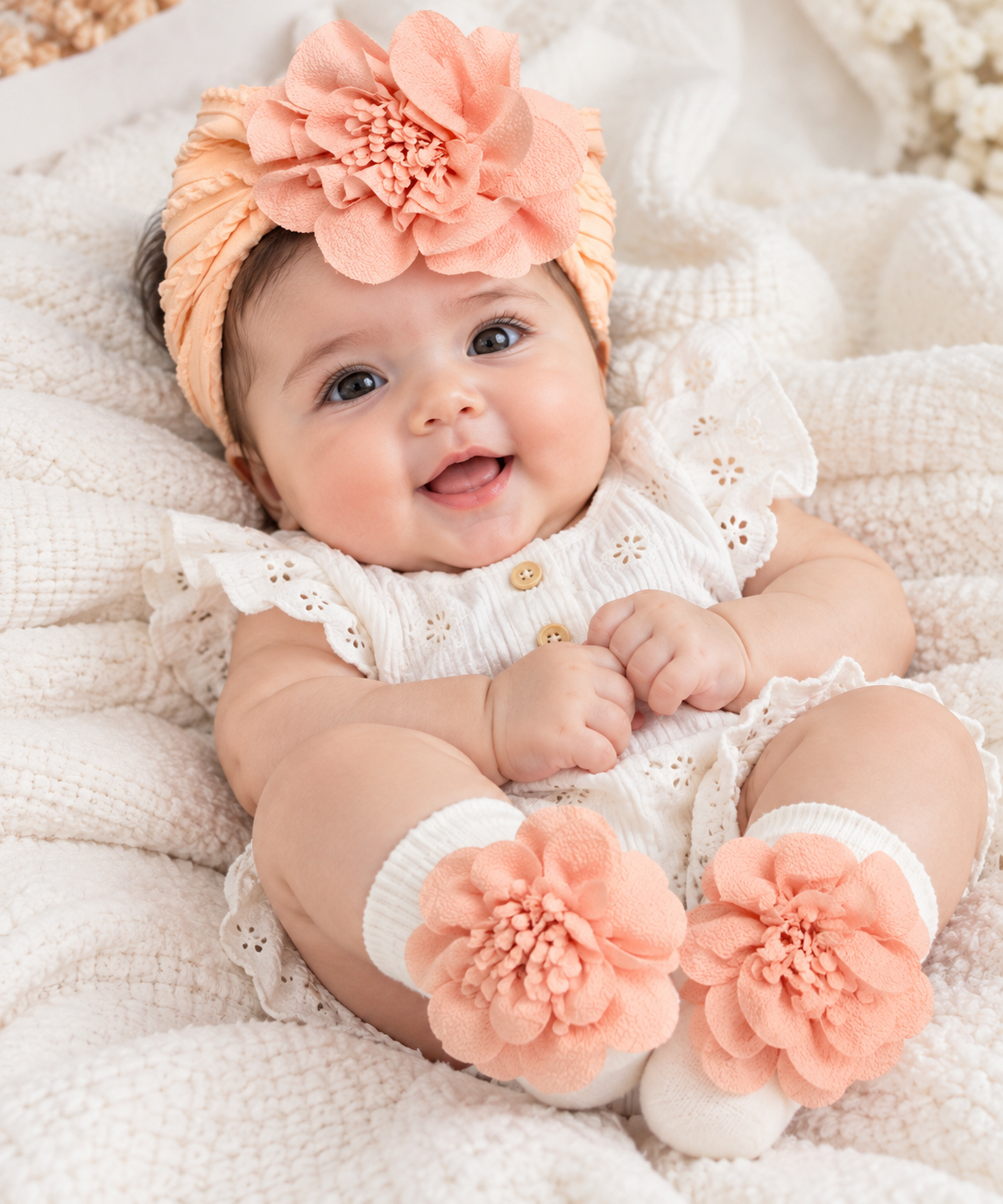 Orange Floral Headband Set - HB-04