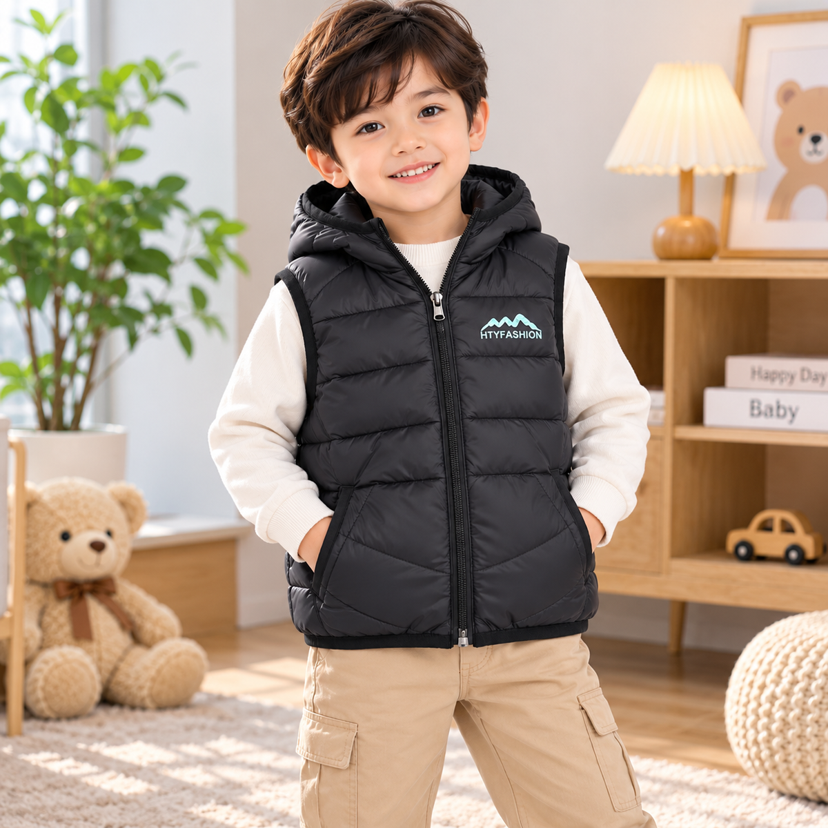 Black Unisex Sleeveless Puffer - SP-07