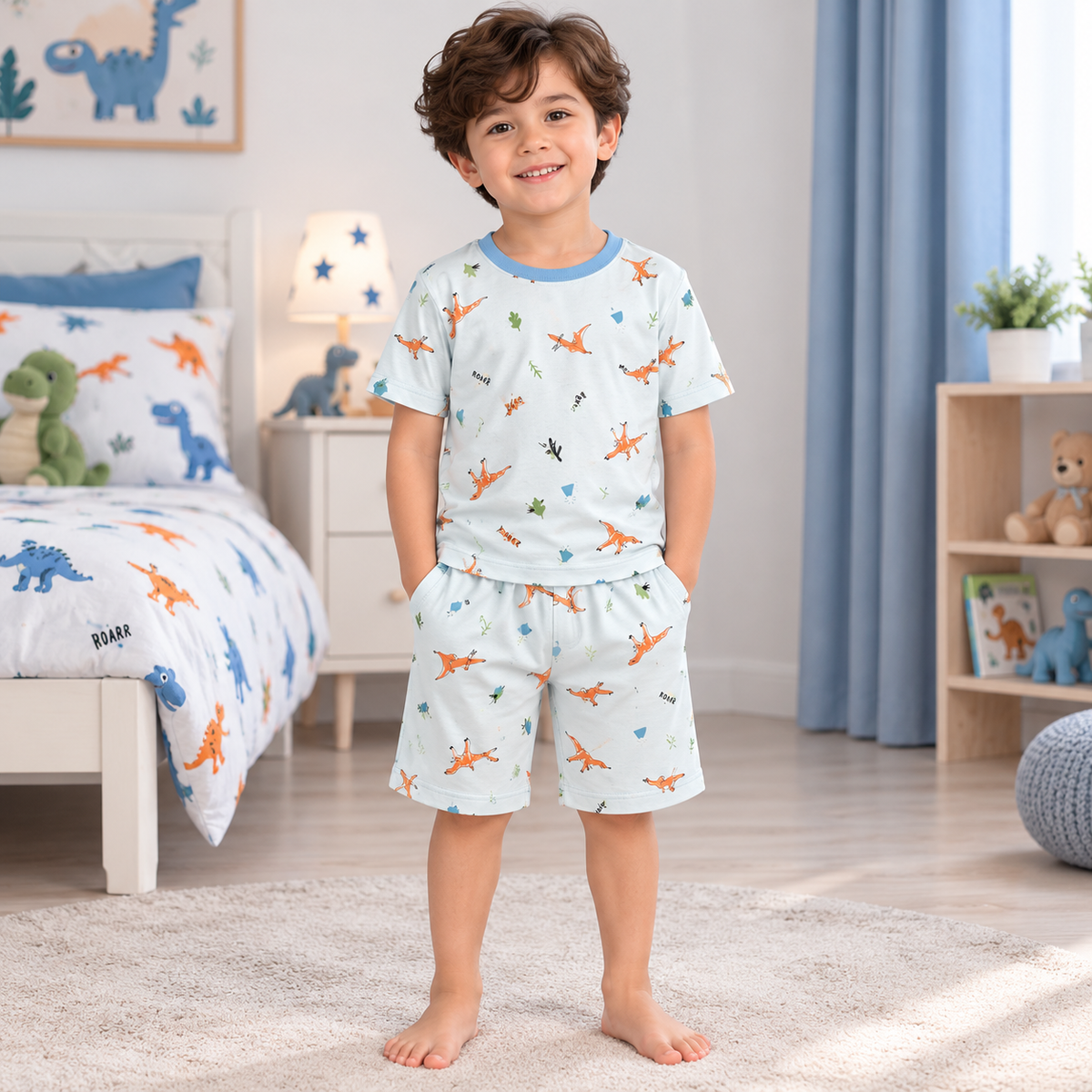 Sky Blue Dinosaur Shirt & Short - CB-11