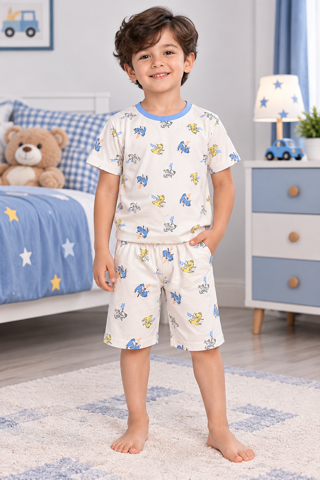 White Dinosaur Shirt & Shorts - CB-13