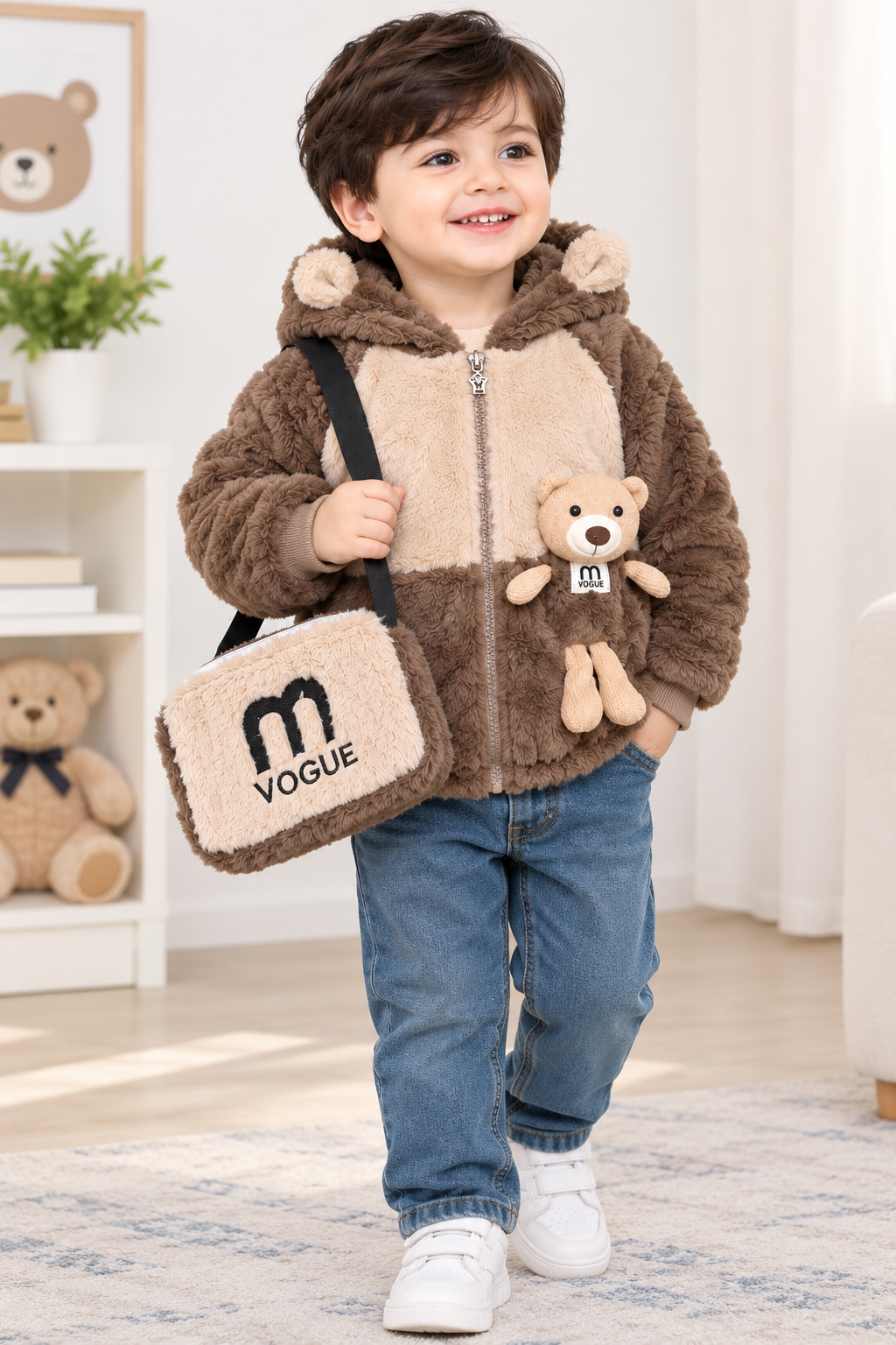 Bear Fur Jacket with Bag - FJ-02