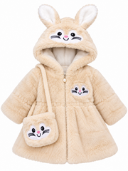 Rabbit Cream Fur Jacket with Bag - FJ-03