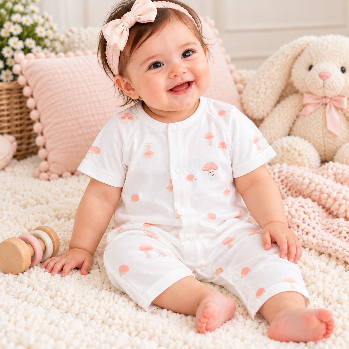 Mushroom White Romper - GR-01