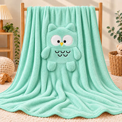 Cyan Owl Fluffy Blanket - BL-06