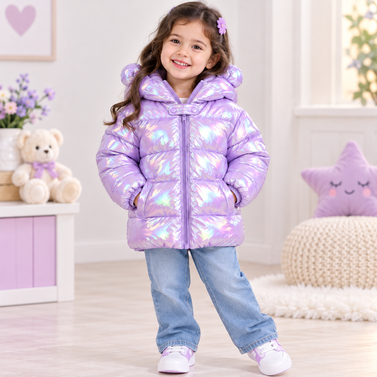Purple Shiny Puffer jacket - PG-01