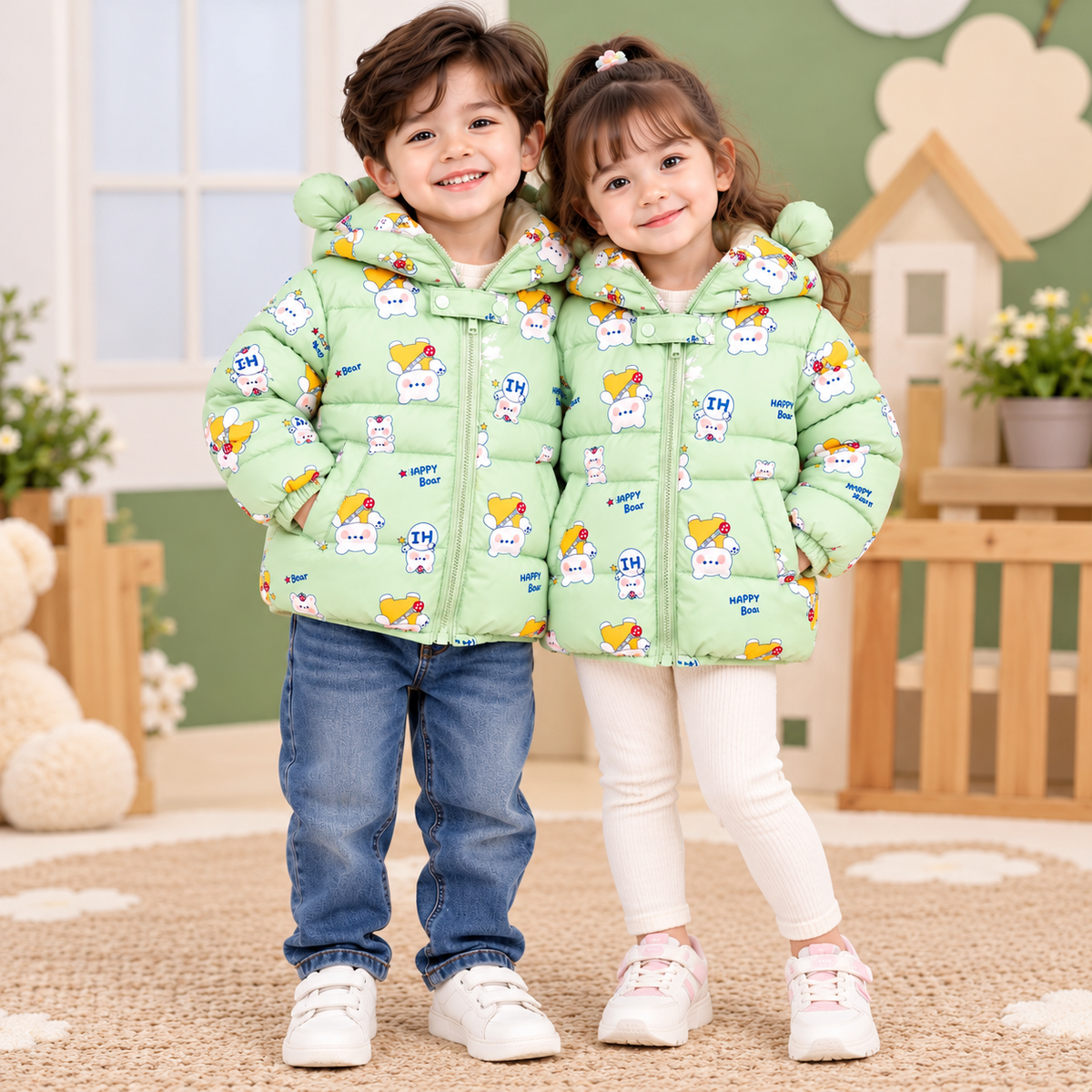 Green Cartoon Puffer Jacket - PU-01