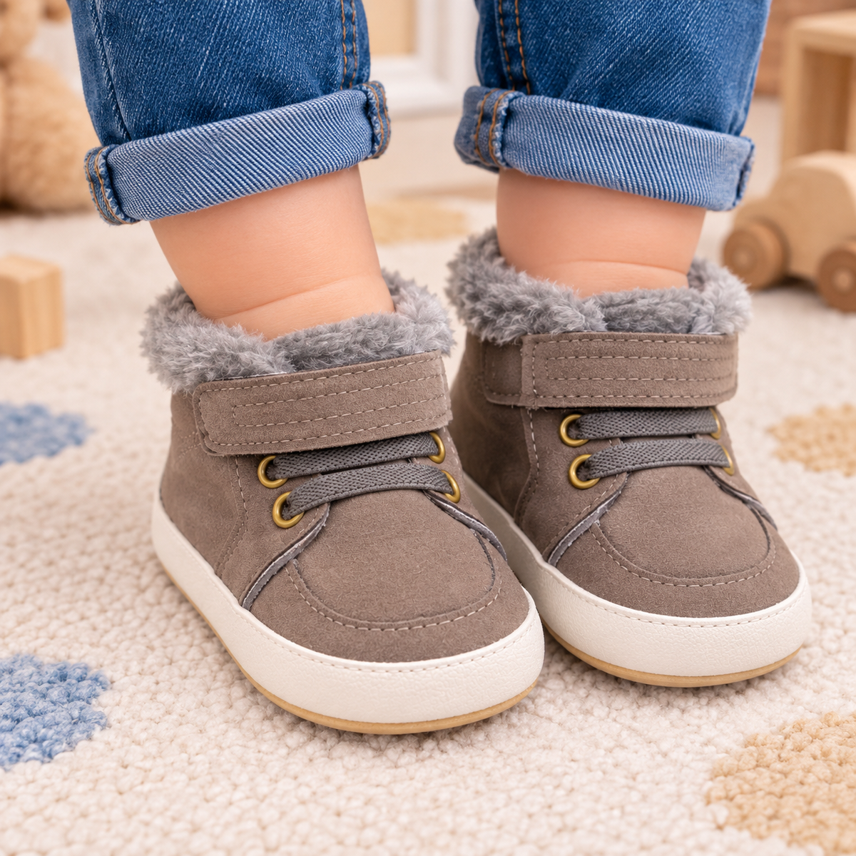 Brown Fleece Shoes - SB-04
