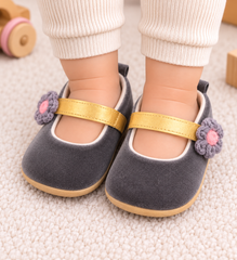 Grey Floral Shoes - SG-07