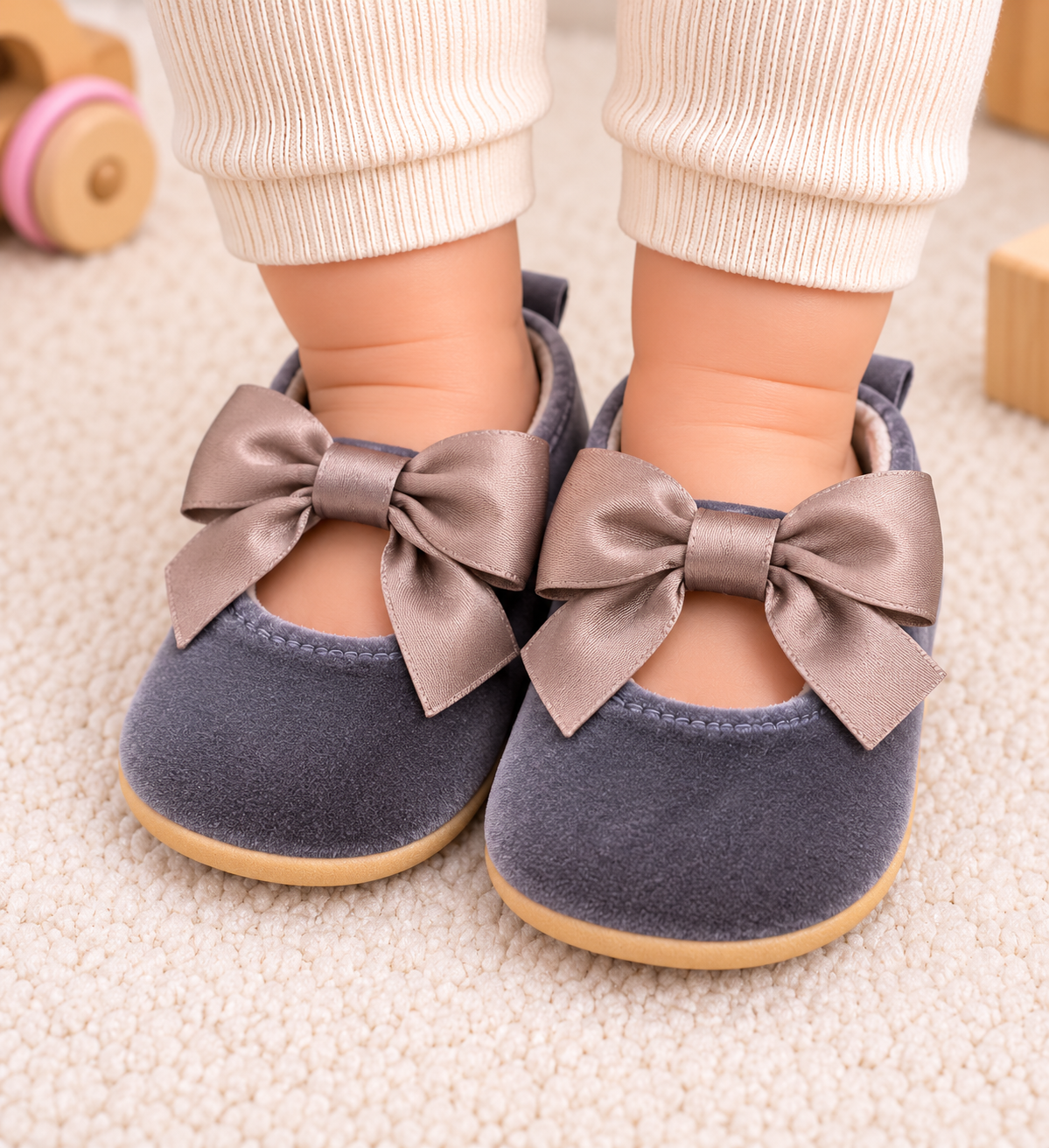 Grey Bow Shoes - SG-12