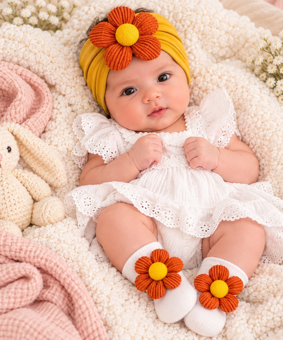 Orange Flower Headband Set - HB-23