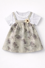 White & Brown Girl Frock - FG-06