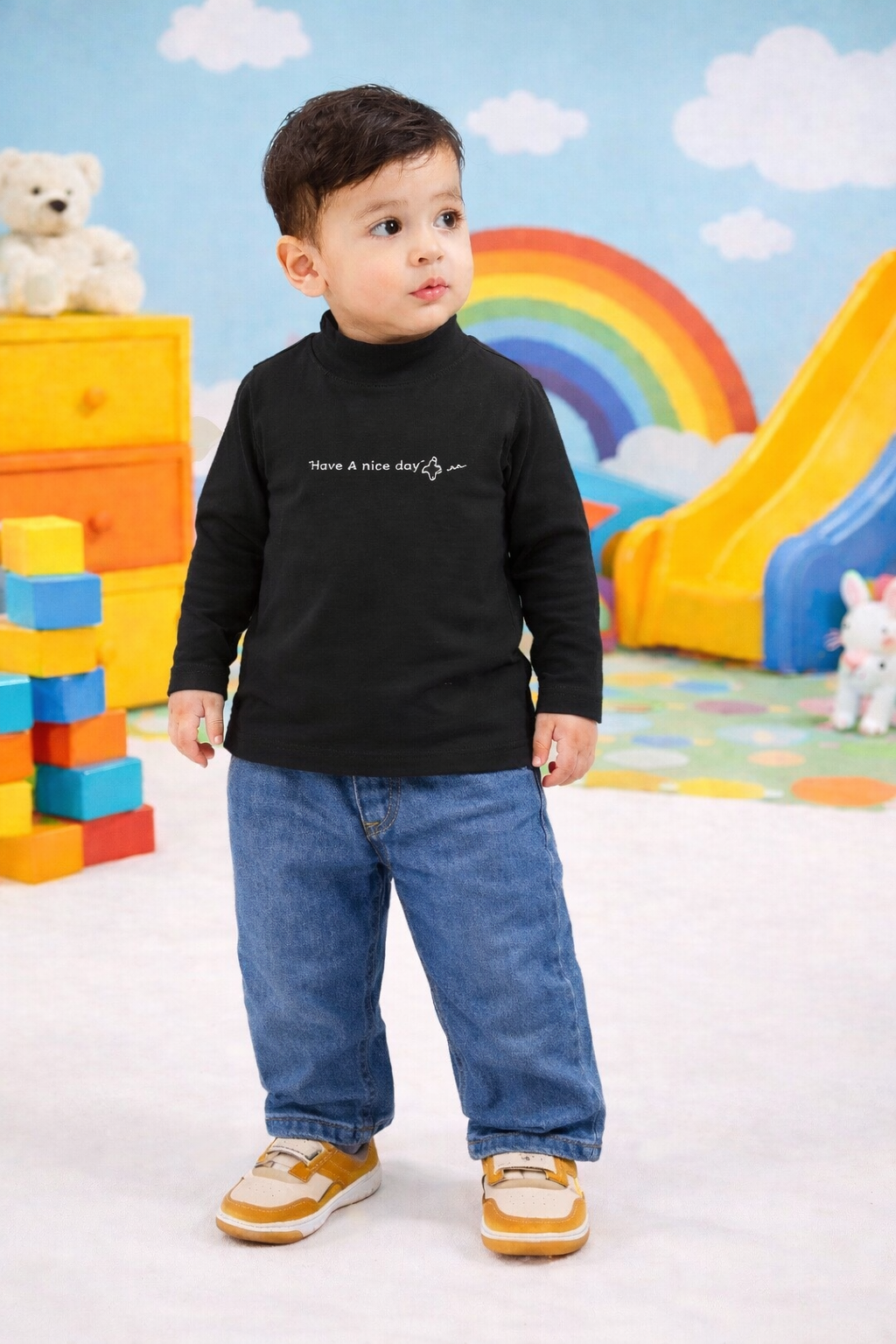 Black Mock Neck Shirt - MU-02