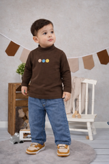 Brown Mock Neck Shirt - MU-01