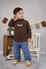 Brown Mock Neck Shirt - MU-01