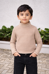 Pink Stripped Mock Neck Shirt - MU-06