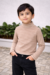Pink Stripped Mock Neck Shirt - MU-06