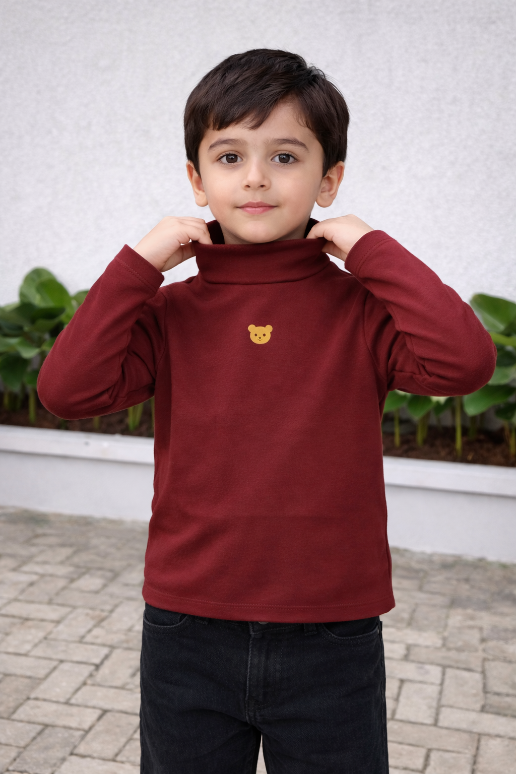Maroon Mock Neck Shirt - MU-08