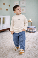 Cream Mock Neck Shirt - MU-07