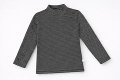Black Stripped Mock Neck Shirt - MU-04