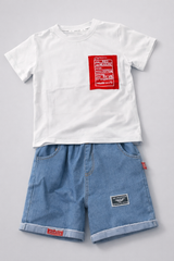 Printed Shirt & Denim Shorts - DB-02