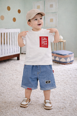 Printed Shirt & Denim Shorts - DB-02