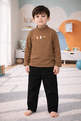 Brown Mock Neck Shirt - MU-03