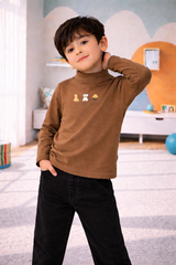 Brown Mock Neck Shirt - MU-03