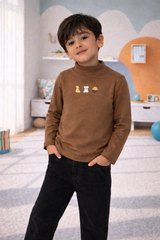 Brown Mock Neck Shirt - MU-03