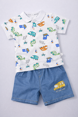 Printed Shirt & Denim Shorts - DB-10