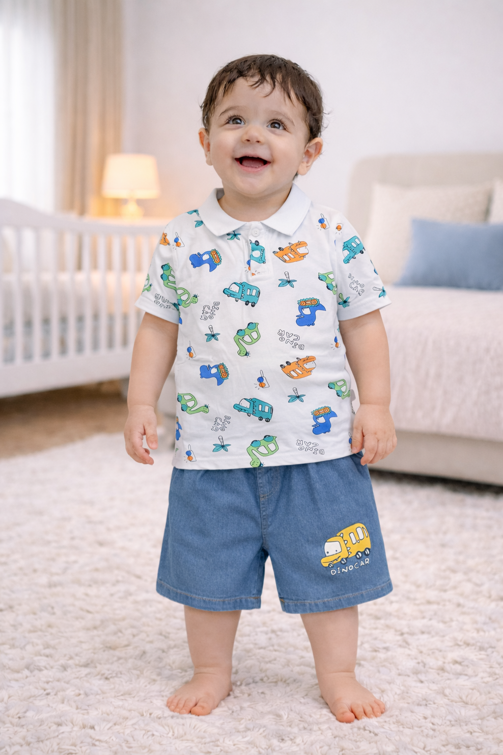 Printed Shirt & Denim Shorts - DB-10