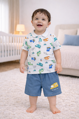 Printed Shirt & Denim Shorts - DB-10
