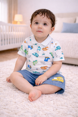 Printed Shirt & Denim Shorts - DB-10