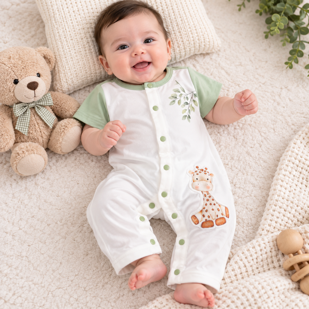 Giraffe Green Romper - BR-05
