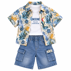 3 Piece Denim Floral Set - DB-12