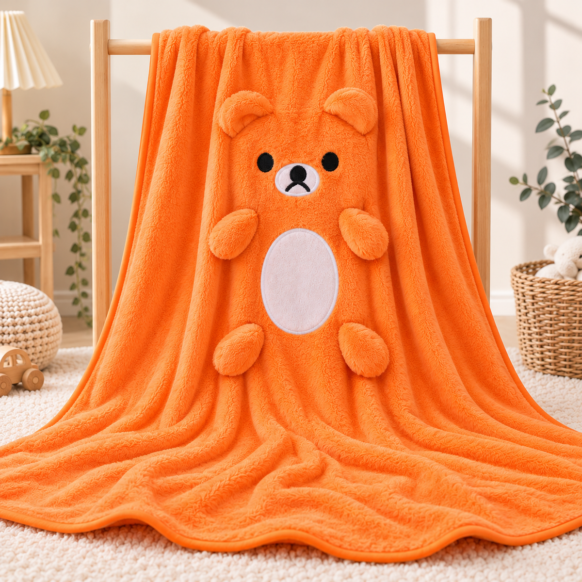 Orange Teddy Fluffy Blanket - BL-02