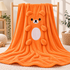 Orange Teddy Fluffy Blanket - BL-02