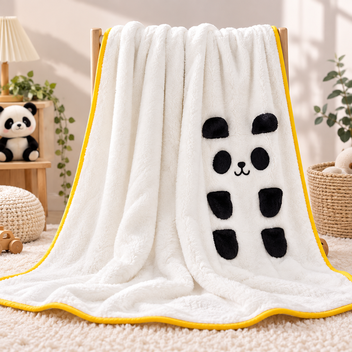 White Panda Fluffy Blanket - BL-01